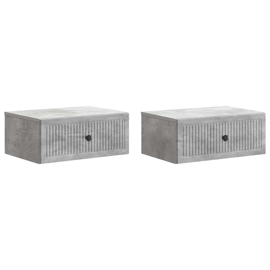 Nattduksbord 2 pcs Betonggrå 49 x 34,5 x 20 cm Konstruerat trä