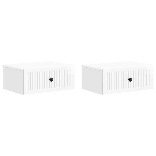 Nattduksbord med låda 2 pcs Vit högglans 49 x 34,5 x 20 cm