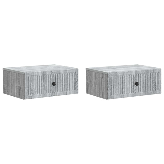 Nattduksbord med låda 2 pcs Grå sonoma-ek 49 x 34,5 x 20 cm