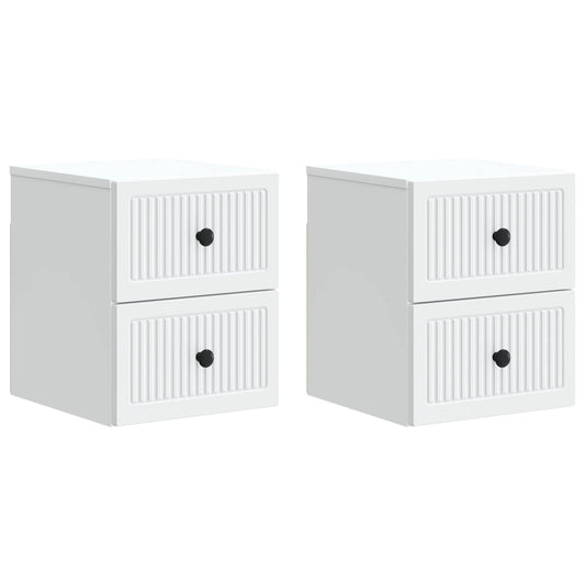 Väggmonterat Sängbord med låda 2 pcs Vit 33 x 34,5 x 40 cm