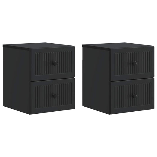 Väggmonterat Sängbord med låda 2 pcs Svart 33 x 34,5 x 40 cm