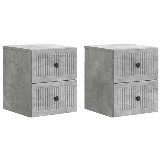 Väggmonterat Sängbord 2 pcs Betonggrå 33 x 34,5 x 40 cm