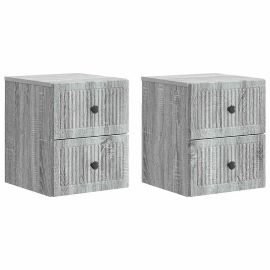 Väggmonterat Sängbord 2 pcs Grå sonoma-ek 33 x 34,5 x 40 cm