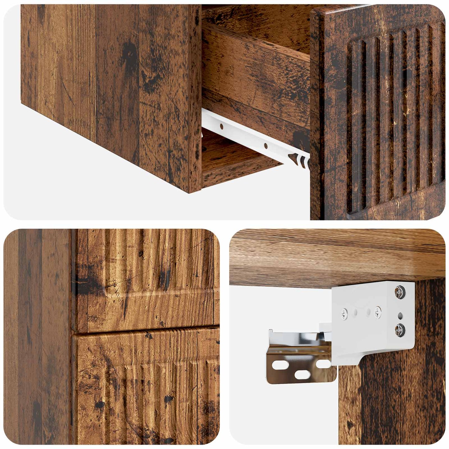 Väggmonterat Sängbord 2 pcs Gammalt trä 33 x 34,5 x 40 cm