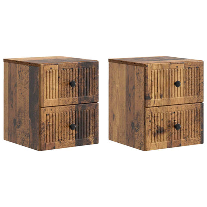 Väggmonterat Sängbord 2 pcs Gammalt trä 33 x 34,5 x 40 cm