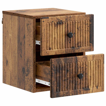 Väggmonterat Sängbord 2 pcs Gammalt trä 33 x 34,5 x 40 cm