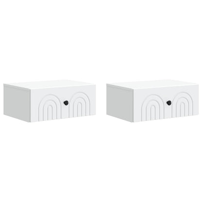 Väggmonterat Sängbord med låda 2 pcs Vit 49 x 34,5 x 20 cm
