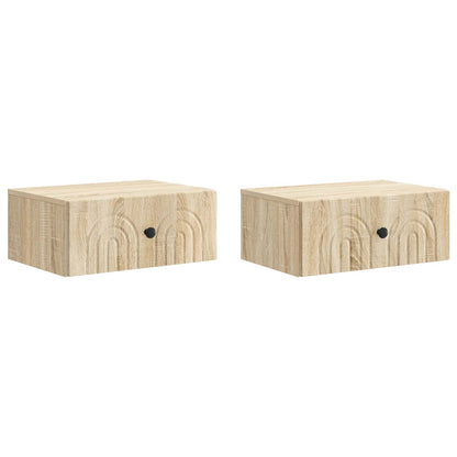 Väggmonterat Sängbord 2 pcs Sonoma-ek 49 x 34,5 x 20 cm