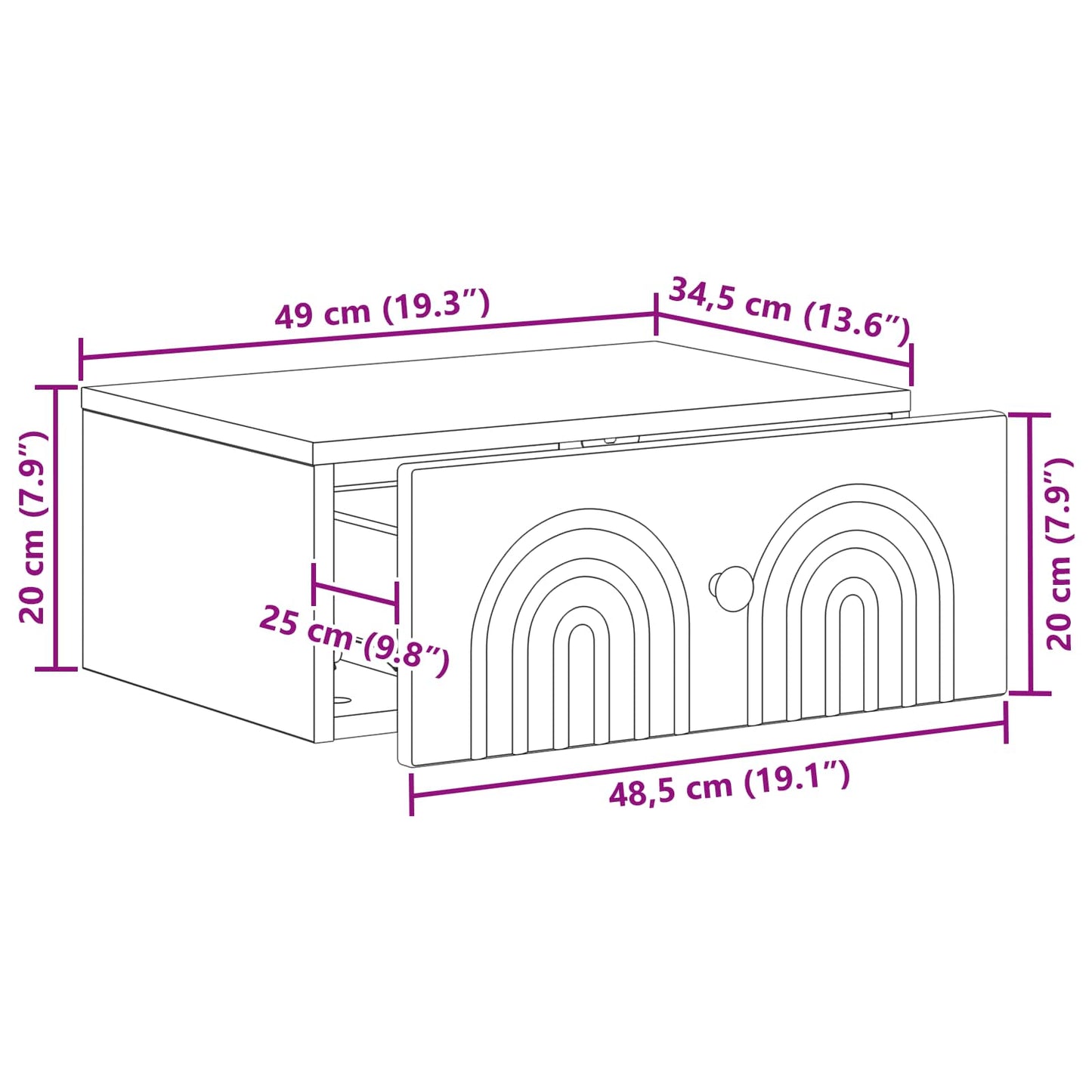 Väggmonterat Sängbord 2 pcs Sonoma-ek 49 x 34,5 x 20 cm