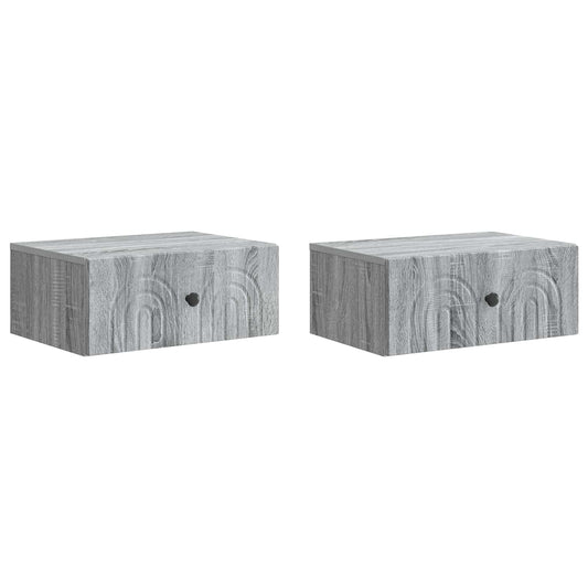 Väggmonterat Sängbord 2 pcs Grå sonoma-ek 49 x 34,5 x 20 cm