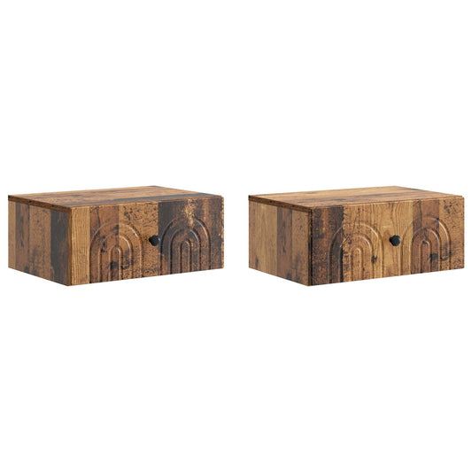 Väggmonterat Sängbord 2 pcs Gammalt trä 49 x 34,5 x 20 cm
