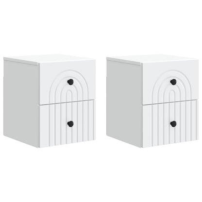 Väggmonterat Sängbord med låda 2 pcs Vit 33 x 34,5 x 40 cm