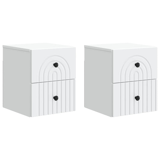 Väggmonterat Sängbord med låda 2 pcs Vit 33 x 34,5 x 40 cm