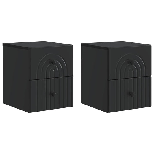 Väggmonterat Sängbord med låda 2 pcs Svart 33 x 34,5 x 40 cm