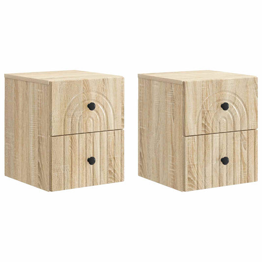 Väggmonterat Sängbord 2 pcs Sonoma-ek 33 x 34,5 x 40 cm