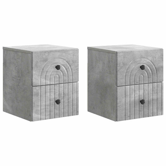 Väggmonterat Sängbord 2 pcs Betonggrå 33 x 34,5 x 40 cm
