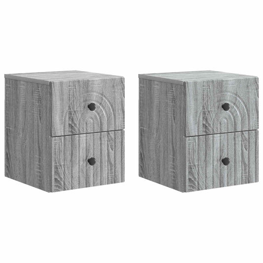 Väggmonterat Sängbord 2 pcs Grå sonoma-ek 33 x 34,5 x 40 cm