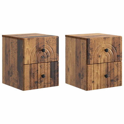 Väggmonterat Sängbord 2 pcs Gammalt trä 33 x 34,5 x 40 cm