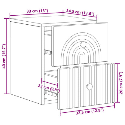 Väggmonterat Sängbord 2 pcs Gammalt trä 33 x 34,5 x 40 cm