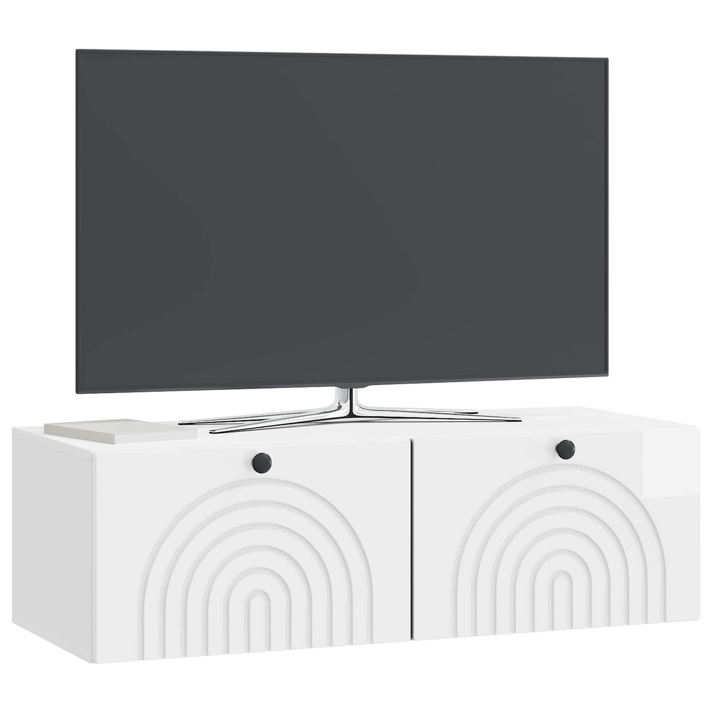 Väggmonterad TV-bänk Väggmonterad Vit högglans 98 x 41 x 30 cm