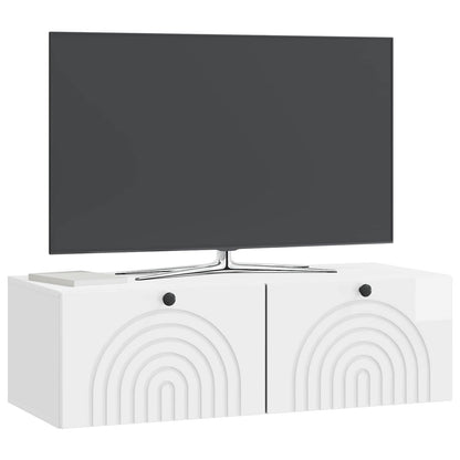Väggmonterad TV-bänk Väggmonterad Vit högglans 98 x 41 x 30 cm