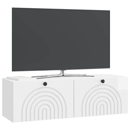 Väggmonterad TV-bänk Väggmonterad Vit högglans 98 x 31 x 30 cm