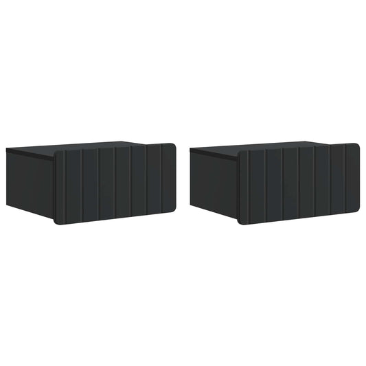 Väggmonterat Sängbord med låda 2 pcs Svart 49 x 34,5 x 24 cm