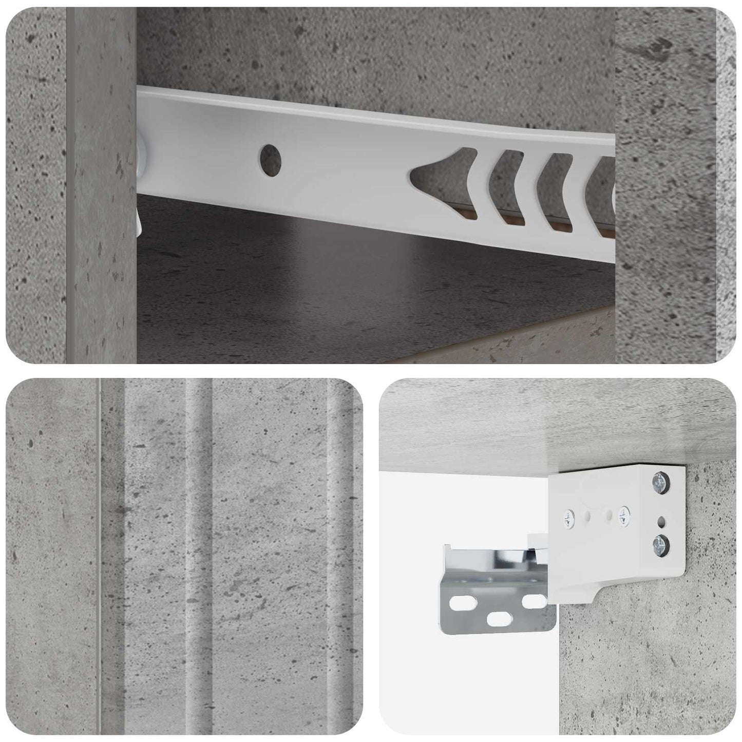 Väggmonterat Sängbord 2 pcs Betonggrå 49 x 34,5 x 24 cm