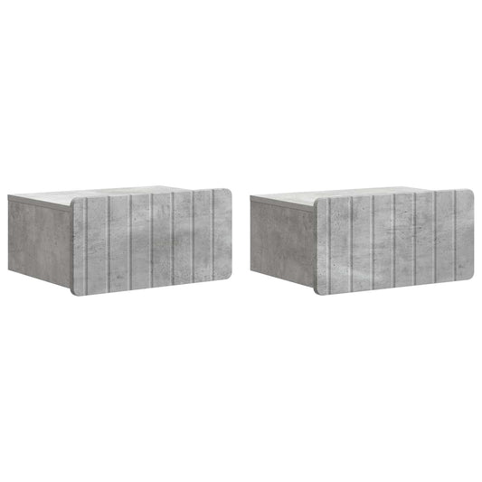 Väggmonterat Sängbord 2 pcs Betonggrå 49 x 34,5 x 24 cm