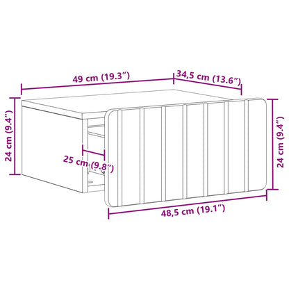 Väggmonterat Sängbord 2 pcs Betonggrå 49 x 34,5 x 24 cm