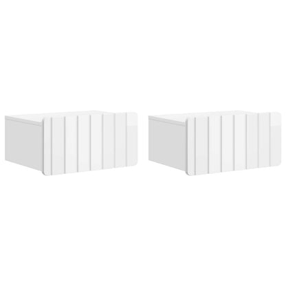 Väggmonterat Sängbord 2 pcs Vit högglans 49 x 34,5 x 24 cm