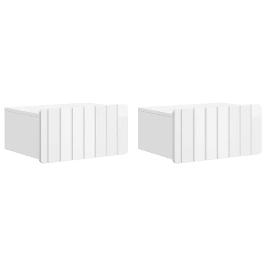 Väggmonterat Sängbord 2 pcs Vit högglans 49 x 34,5 x 24 cm