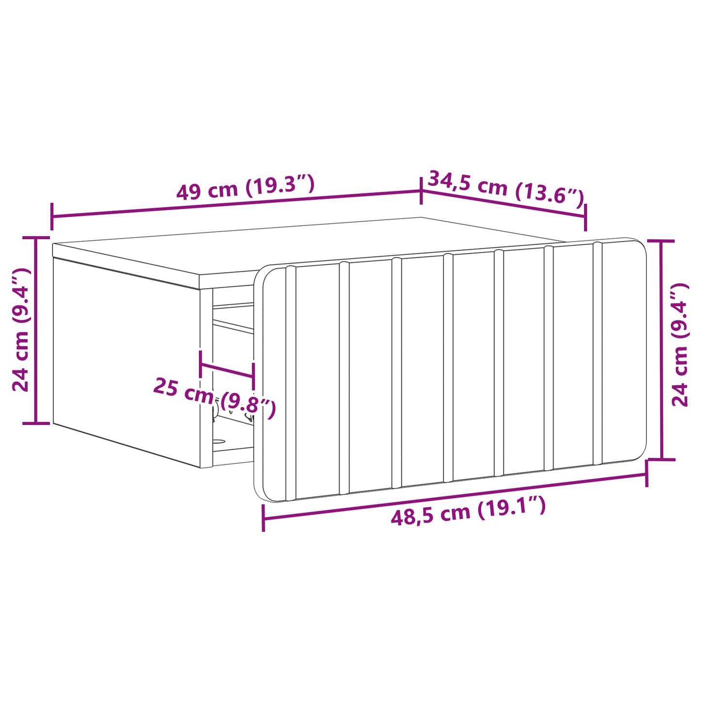 Väggmonterat Sängbord 2 pcs Vit högglans 49 x 34,5 x 24 cm