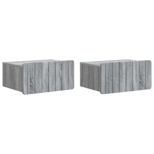 Väggmonterat Sängbord 2 pcs Grå sonoma-ek 49 x 34,5 x 24 cm