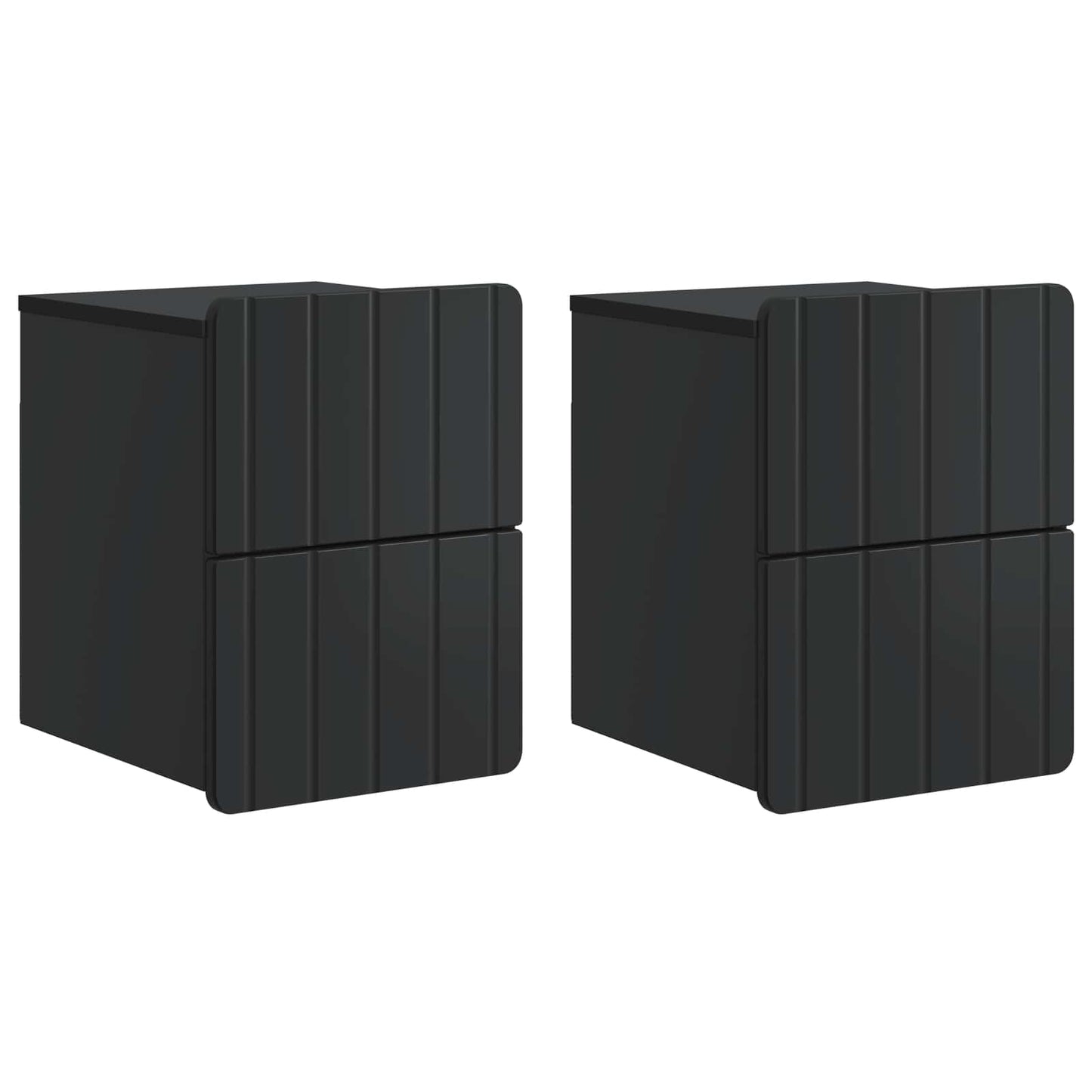 Väggmonterat Sängbord med låda 2 pcs Svart 33 x 34,5 x 43 cm