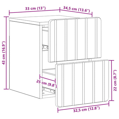 Väggmonterat Sängbord med låda 2 pcs Svart 33 x 34,5 x 43 cm
