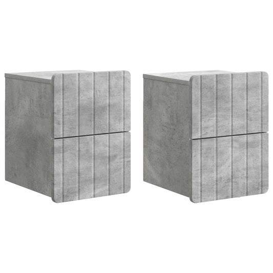 Väggmonterat Sängbord 2 pcs Betonggrå 33 x 34,5 x 43 cm