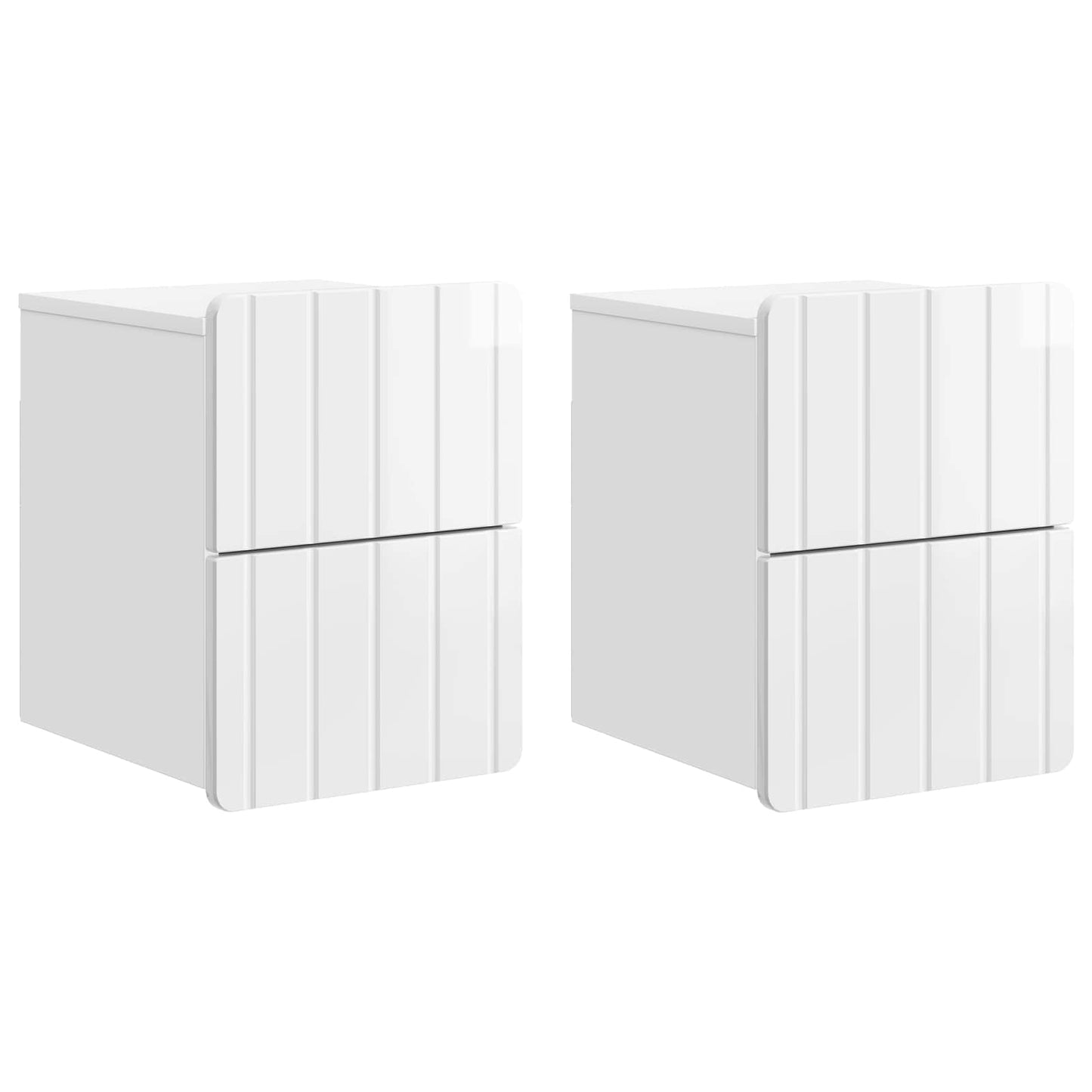 Väggmonterat Sängbord 2 pcs Vit högglans 33 x 34,5 x 43 cm