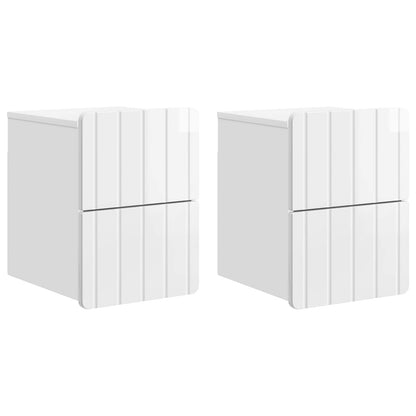 Väggmonterat Sängbord 2 pcs Vit högglans 33 x 34,5 x 43 cm