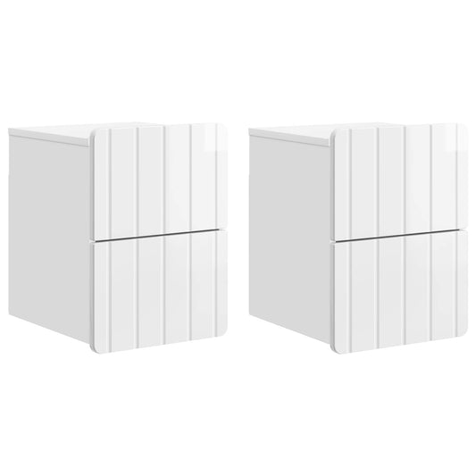 Väggmonterat Sängbord 2 pcs Vit högglans 33 x 34,5 x 43 cm