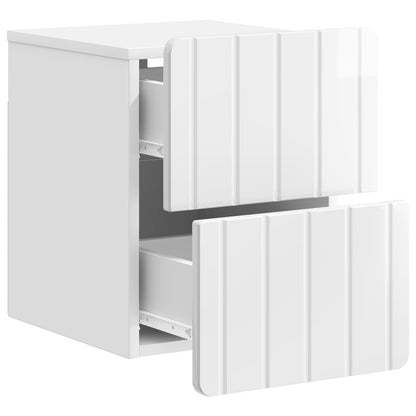 Väggmonterat Sängbord 2 pcs Vit högglans 33 x 34,5 x 43 cm