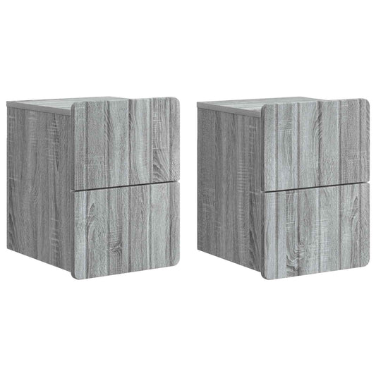 Väggmonterat Sängbord 2 pcs Grå sonoma-ek 33 x 34,5 x 43 cm