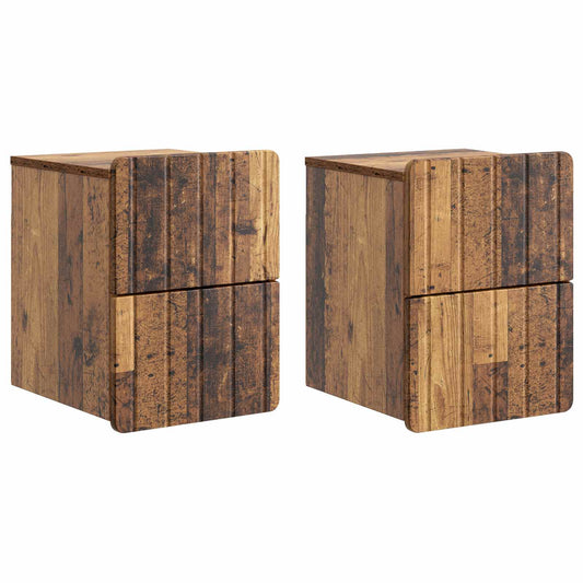 Väggmonterat Sängbord 2 pcs Gammalt trä 33 x 34,5 x 43 cm