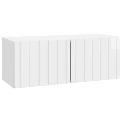 Väggmonterad TV-bänk Vit högglans 78,5 x 31 x 30 cm