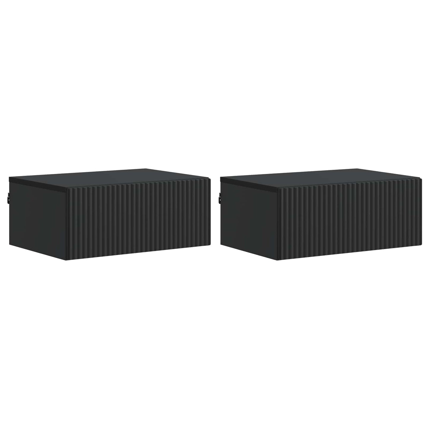 Väggmonterat Sängbord med låda 2 pcs Svart 49 x 34,5 x 20 cm