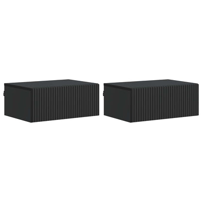 Väggmonterat Sängbord med låda 2 pcs Svart 49 x 34,5 x 20 cm