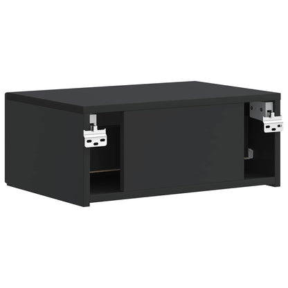 Väggmonterat Sängbord med låda 2 pcs Svart 49 x 34,5 x 20 cm