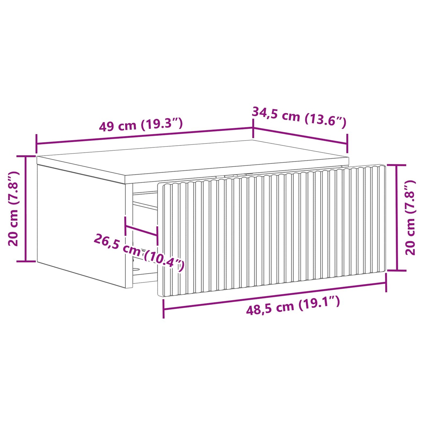 Väggmonterat Sängbord 2 pcs Sonoma-ek 49 x 34,5 x 20 cm