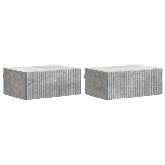 Väggmonterat Sängbord 2 pcs Betonggrå 49 x 34,5 x 20 cm