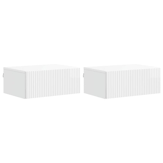 Väggmonterat Sängbord 2 pcs Vit högglans 49 x 34,5 x 20 cm